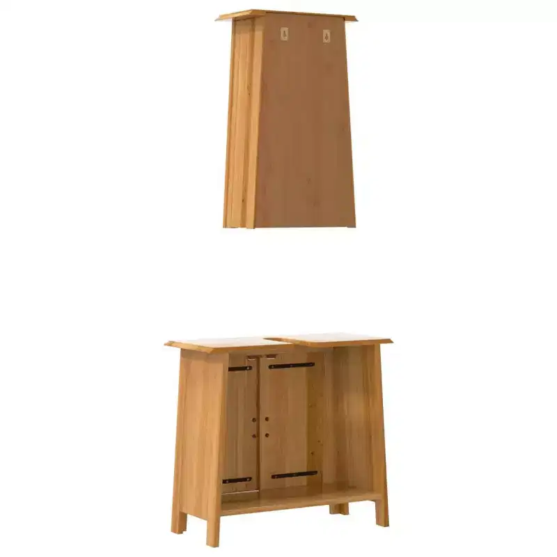 Bathroom Furniture Set Wood Solid Pine Wood Medium