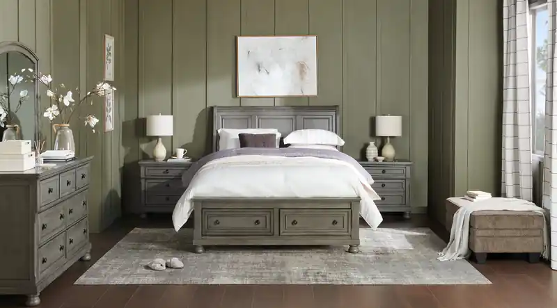 Platform Storage Bed with Headboard & Frame
