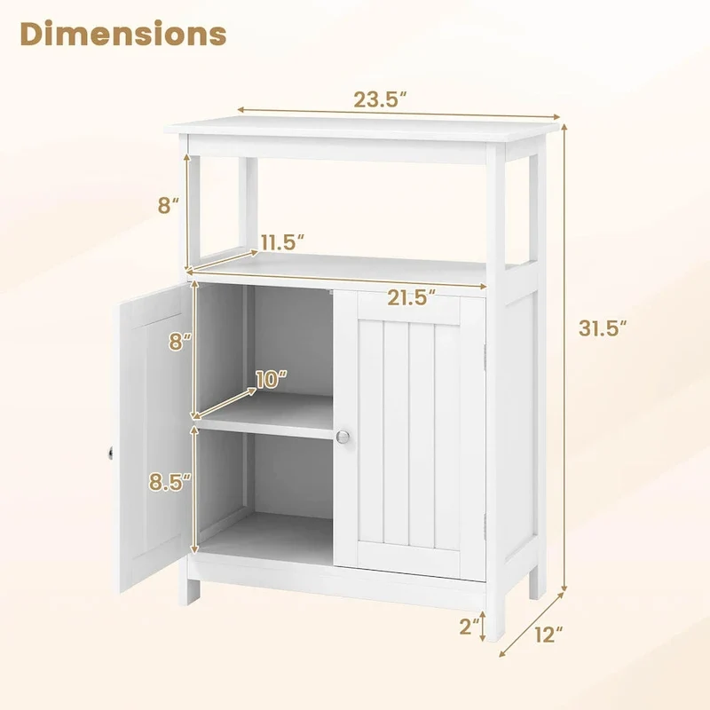 Bathroom Floor Cabinet Freestanding Storage Organizer with 2 - See Details