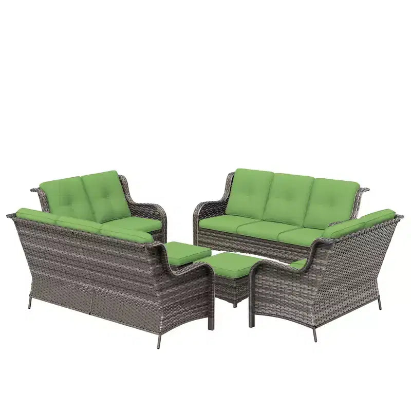 UPTIOT 6 Pieces Outdoor Wicker Sectional Sofa