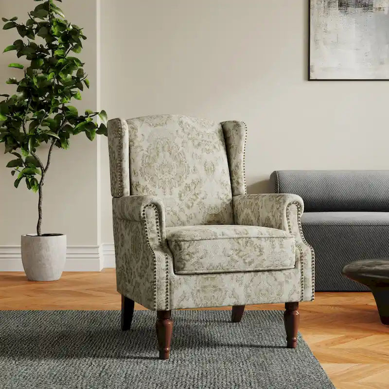 Patterned Upholstered Accent Chair for Living Room