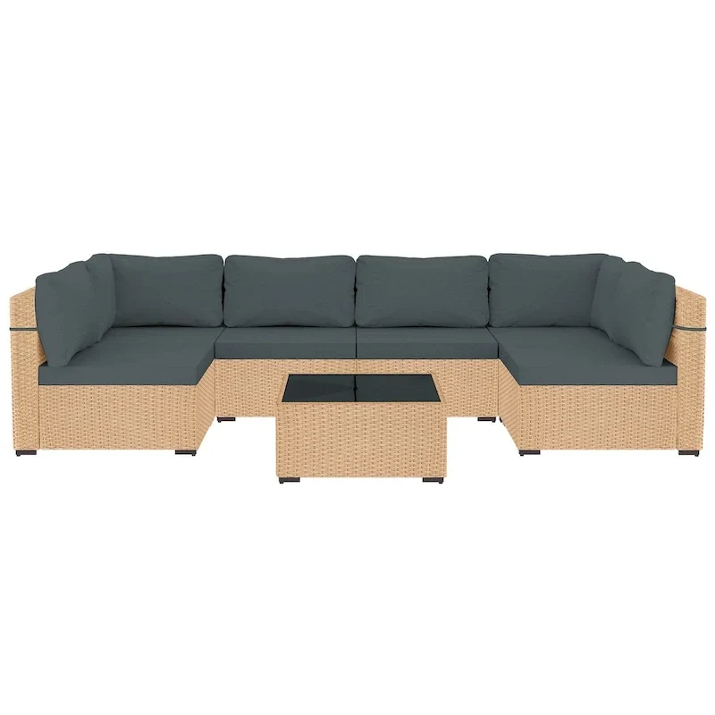 UPHA 7-Piece Wicker Outdoor Seating Group with Cushions