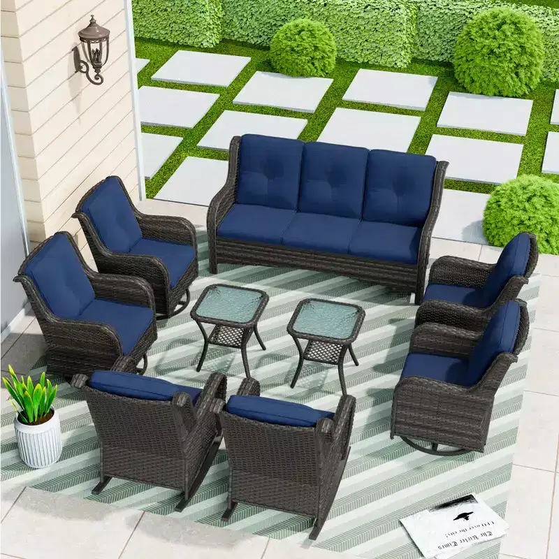 UPTIOT 9 Pieces Outdoor Wicker Sectional Sofa