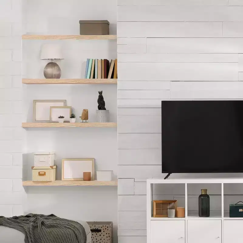 Sorbus 2 Pack 24 Solid Wood Floating Shelves - for Bathroom Decor, Books, Bedroom & Living Room