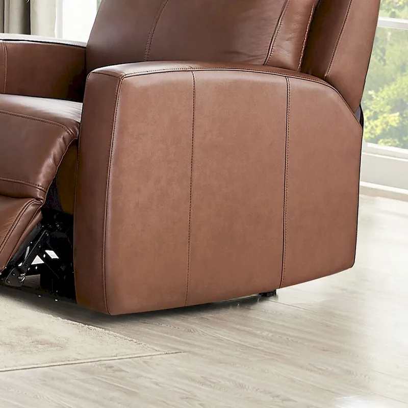 Brown / Pecan Top-Grain Leather Zero Gravity Power Recliner, 2-Seater Loveseat