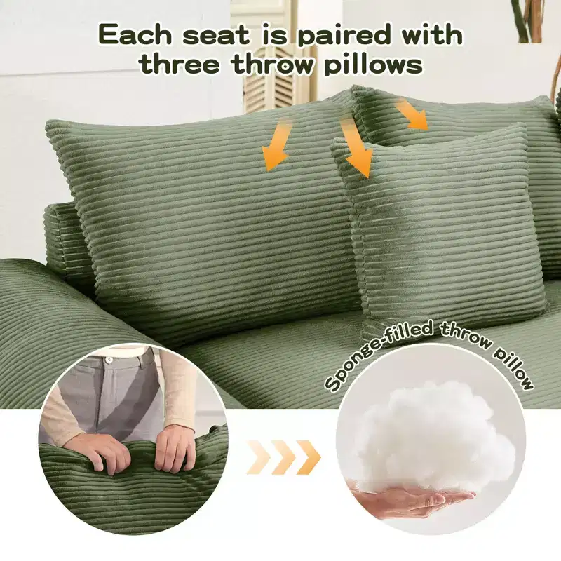 Oversized Cloud Modular Sectional Couch,Convertible Sectional Couches Deep Seat Extra-Wide Armrests