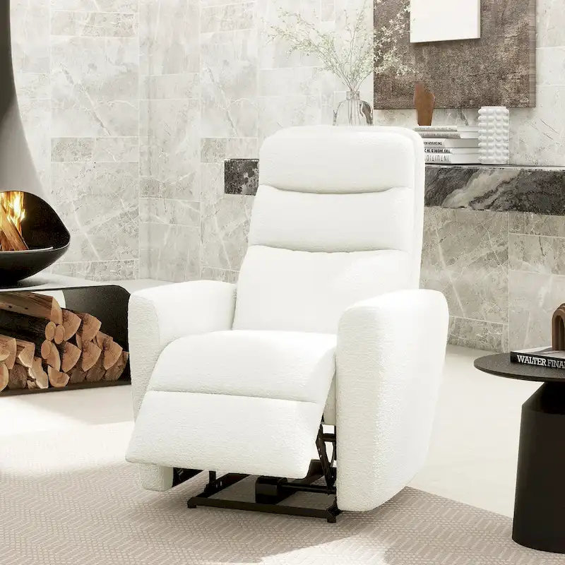 Bloomy 35.5  Boucle Upholstered High-Back Power Recliner Motion Chair