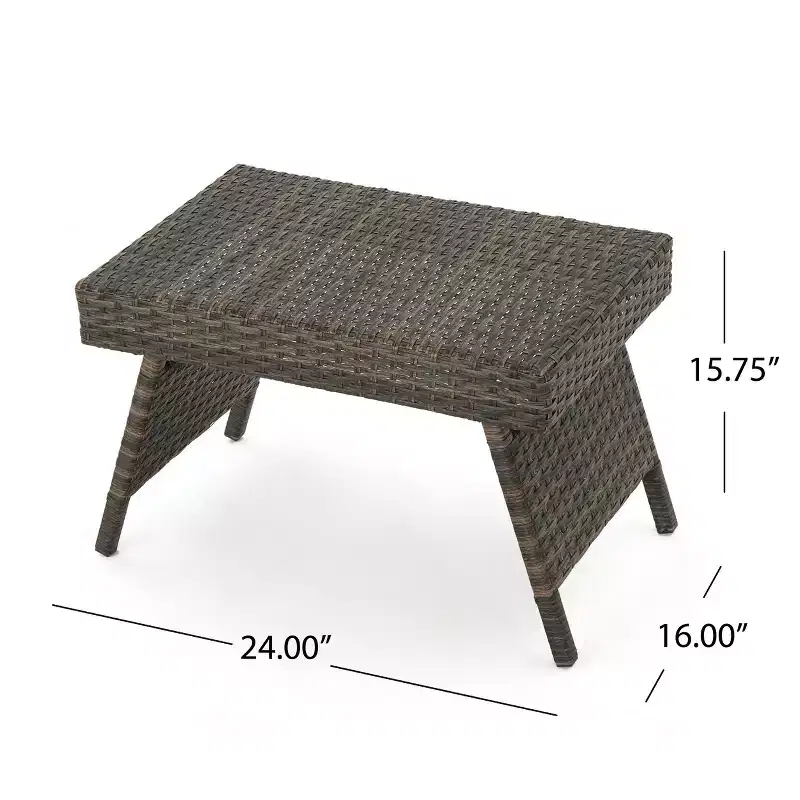 GDFStudio Olivia Outdoor Wicker Folding Adjustable Chaise Lounge and Table Set