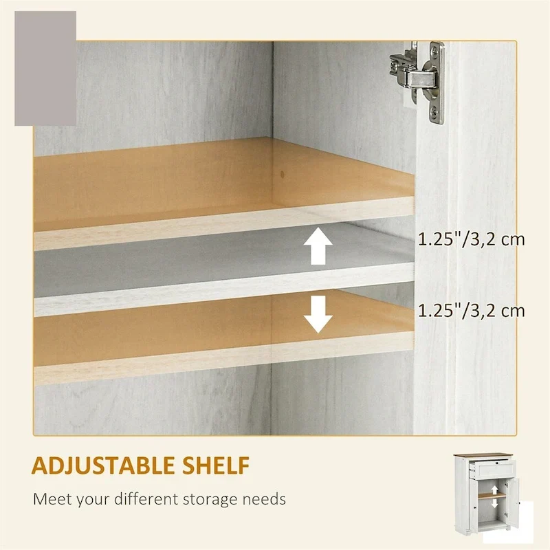 Kitchen Sideboard Storage Cabinet with Drawer and Adjustable Shelf