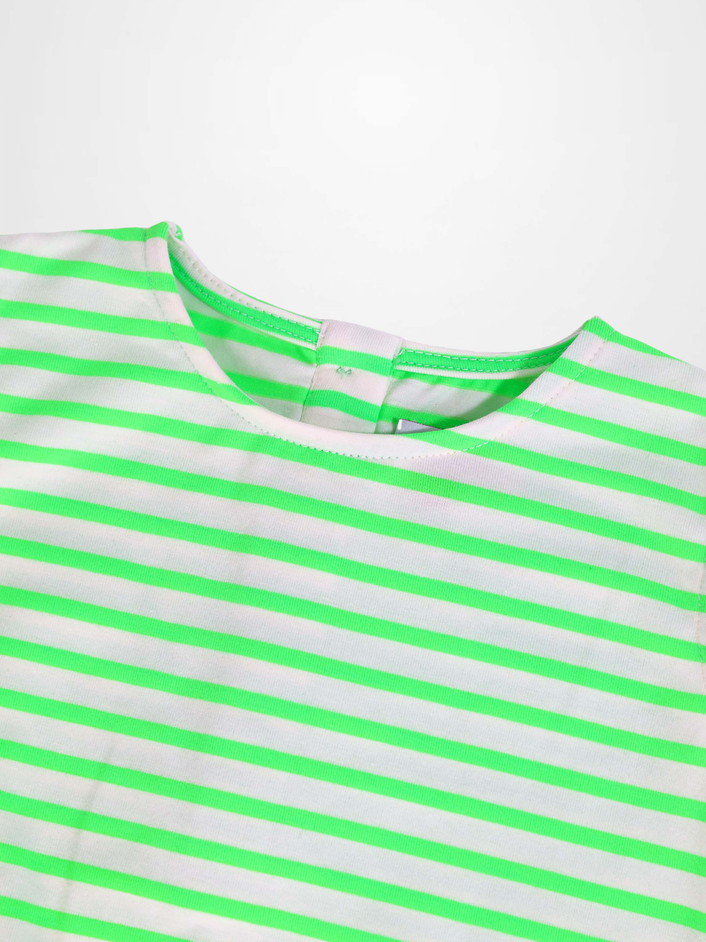 Neon Green Striped Romper for Baby Boys