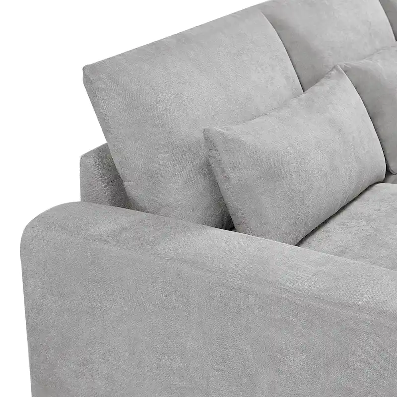 L-Shape Sectional Sofa with Reversible Chaise and Feather-Filled Cushions