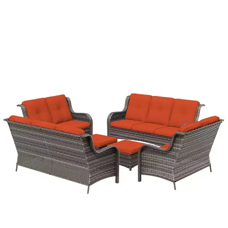 UPTIOT 6 Pieces Outdoor Wicker Sectional Sofa