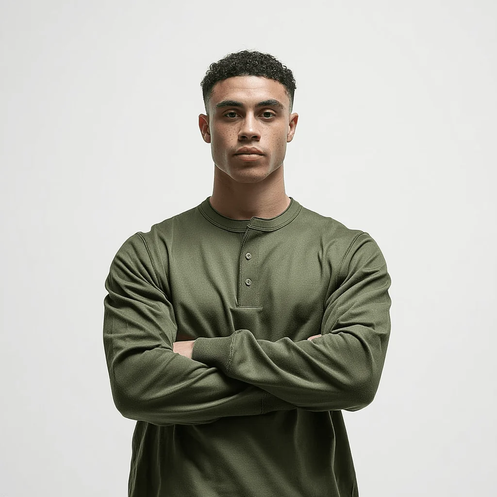T-Shirt Men Long Sleeve Collarless