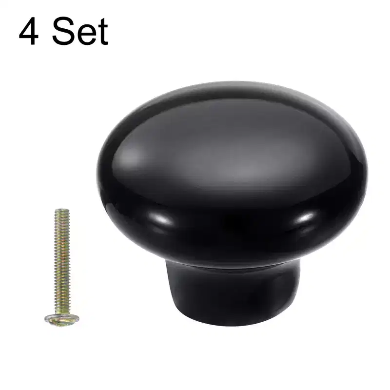 Unique Bargains Round Ceramic Drawer Knobs with Screw for Cupboard Wardrobe 4 Pcs