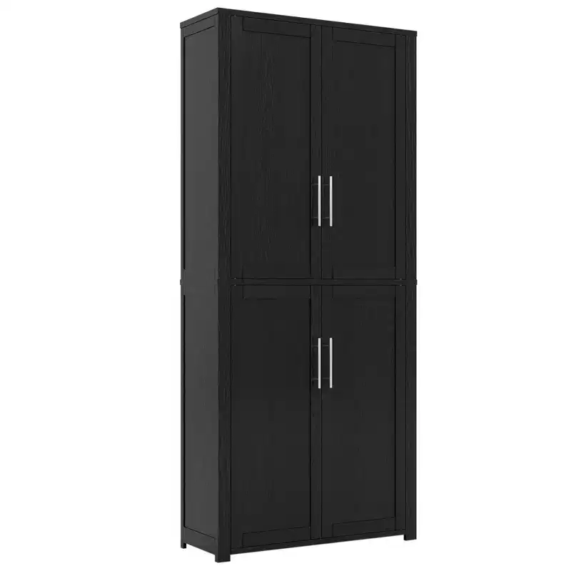 Kitchen Pantry Cabinet, Freestanding Food Storage Cabinet with 4 Doors & Adjustable Shelves, Floor Utility Storage Organizer