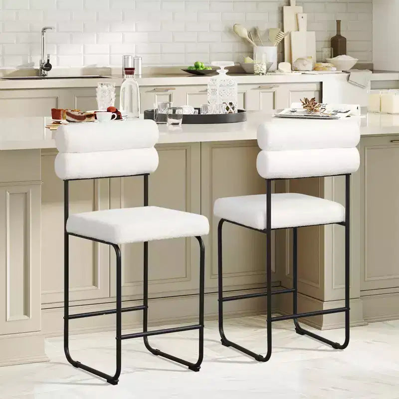 Costway Set of 2 Counter Height Bar Stools 26 Counter Stools w/ Metal Frame & Footrest