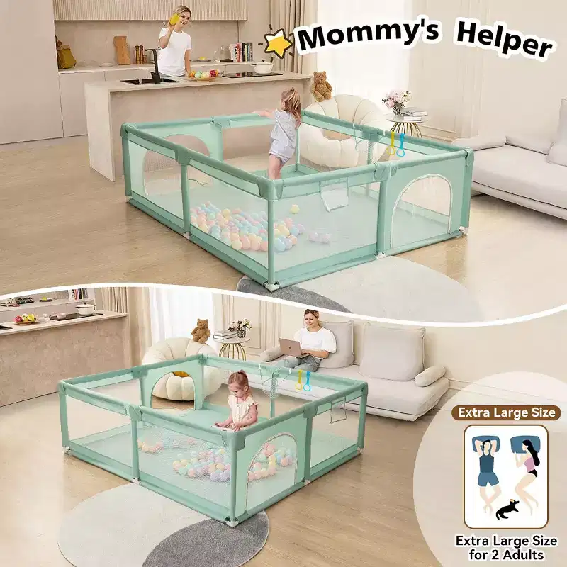 71x59 4-Panel Baby Playpen Spacious & Secure Portable Playard