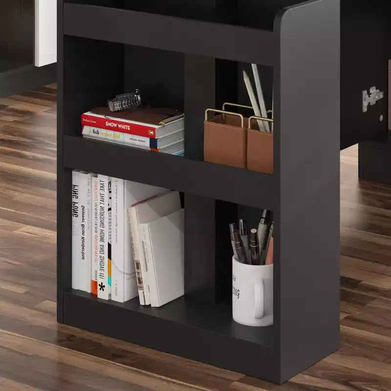 Height-Adjustable Computer Desk Office Desk Standing Desk: L-Shaped Spacious Desktop, Storage Cabinets
