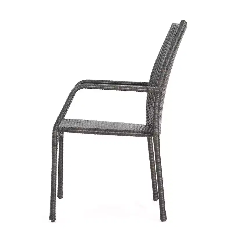 GDFStudio Blanca Outdoor Wicker 3 Piece Stacking Chair Chat Set, Multibrown