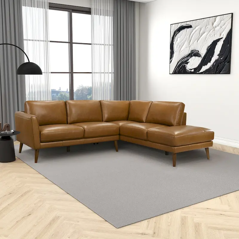 Bloom Living Room Corner Genuine Leather Sectional Sofa