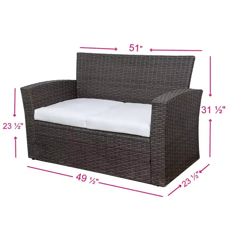 WestinTrends 4 Piece Outdoor Wicker Rattan Conversation Sofa set with Coffee table