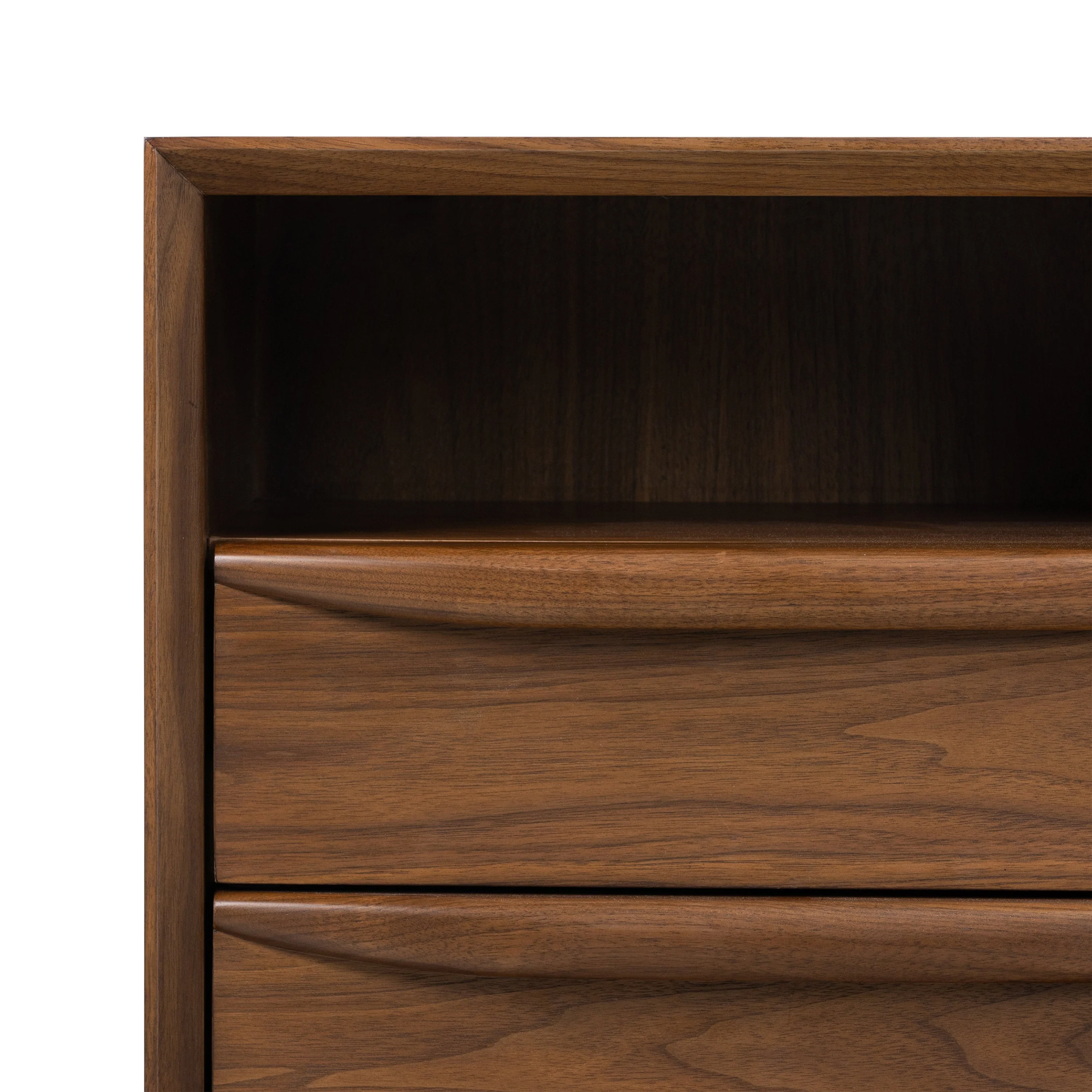 Mid-Century Modern Walnut Walnut Wood Nightstand with Solid Walnut