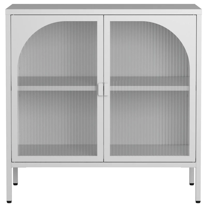 Metal Sideboard Cabinet with 2 Glass Doors and Adjustable Shelves