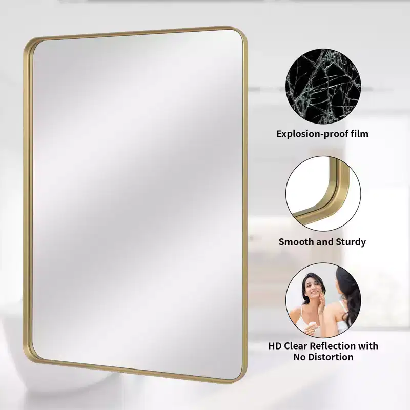 HOMLUX Wall Mount Bathroom Mirror Rectangular Vanity Wall Mirror Vertical Horizontal,Black/Gold