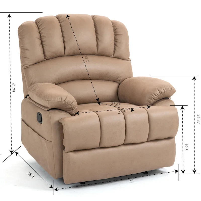 Extra-Large Manual Recliner Chair with Fabric Upholstery