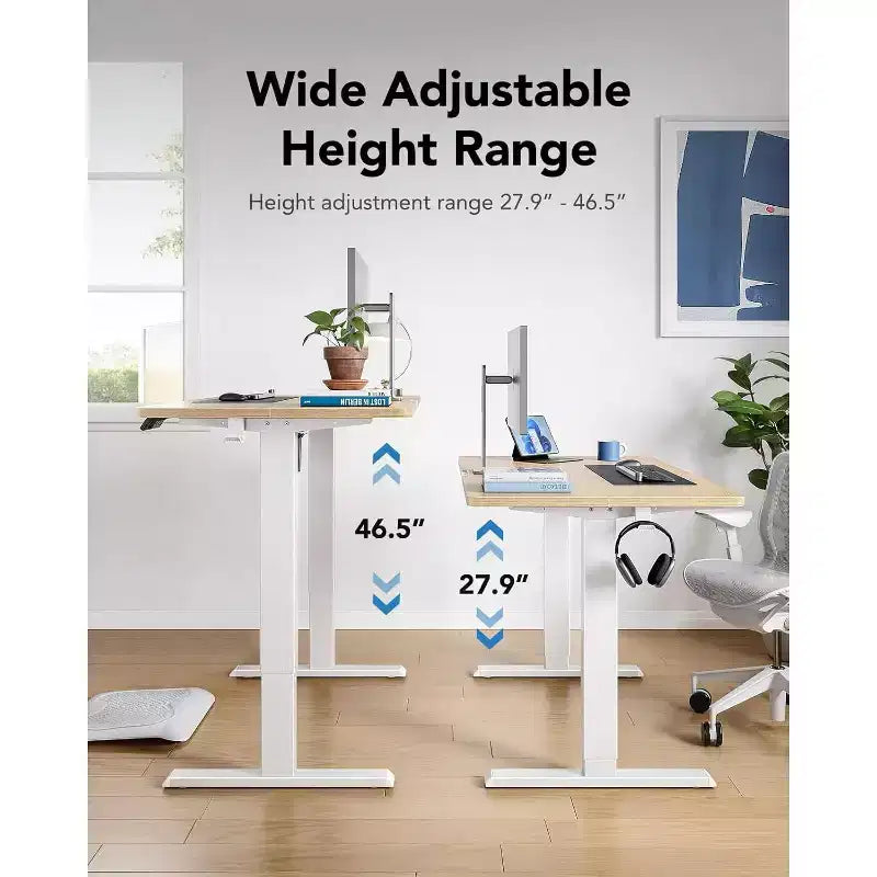 40x24 Electric Standing Desk, Adjustable Height, 4 Memory Settings, Headphone Hook & Cable Manager for Home Office