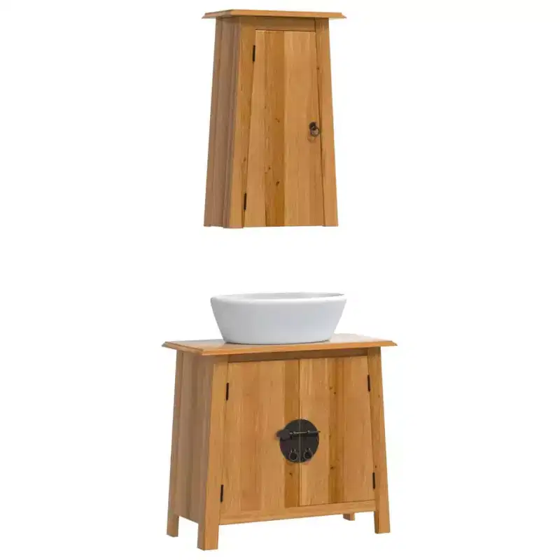 Bathroom Furniture Set Wood Solid Pine Wood Medium