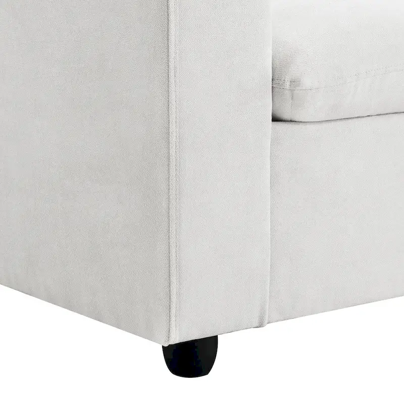 White L-Shaped Sectional Sofa with Ottoman, Seats 5