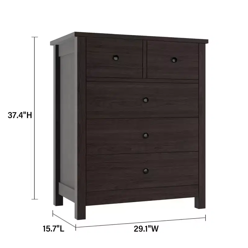 5-Drawer Fluted Dresser with Gold Metal Handles and Legs