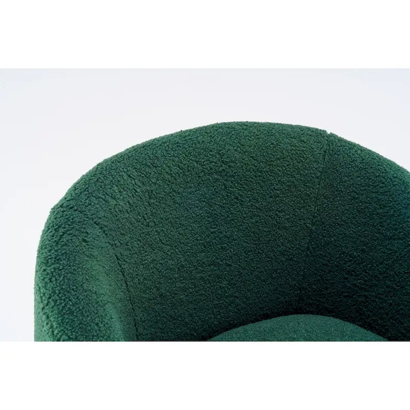Swivel Accent Armchair Teddy Fabric Upholstered Barrel Chair with Black Point Round Swivel Metal Base