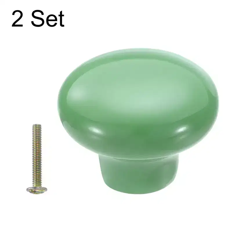 Unique Bargains Round Ceramic Drawer Knobs with Screw for Cupboard Wardrobe 2 Pcs