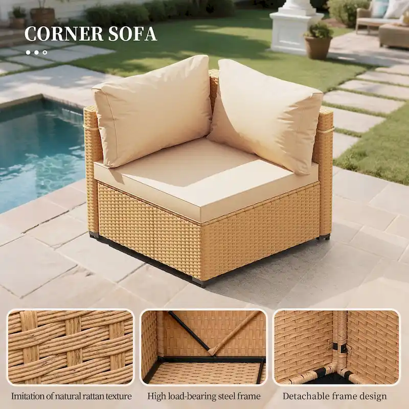 UPHA 7-Piece Wicker Outdoor Seating Group with Cushions