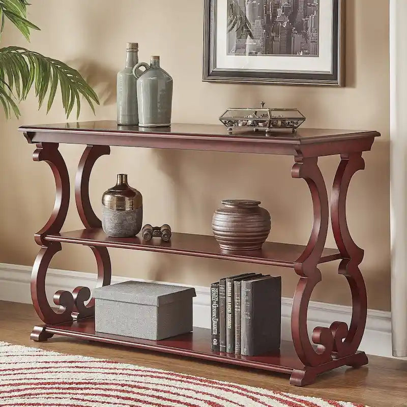 Lorraine Wood Scroll TV Stand Sofa Table by iNSPIRE Q Classic