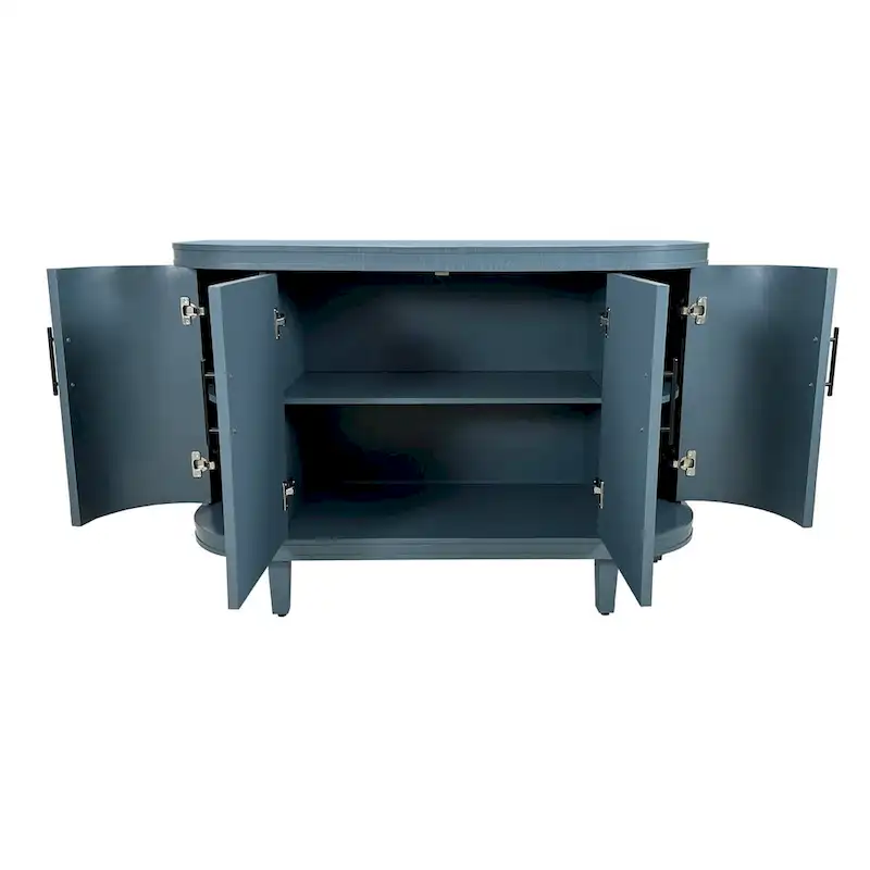Modern Curved Sideboard Storage Cabinet with 4 Doors and Adjustable Shelves