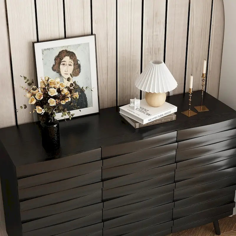 Sleek Black Buffet Cabinet Home Decor Console Table Side Table Wood