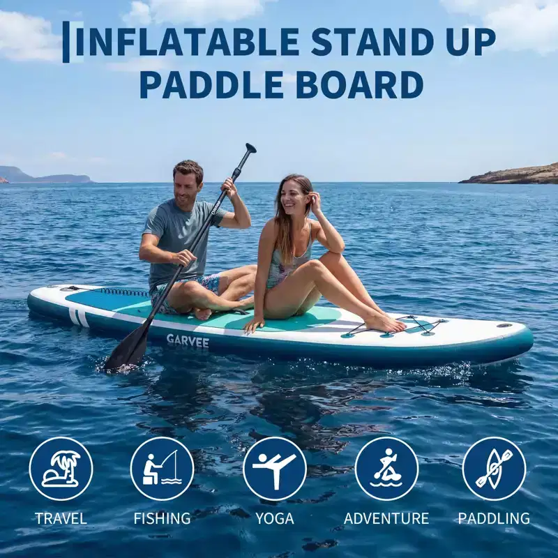 Inflatable Stand Up Paddle Board (SUP) with Premium Accessories, 2-in-1 Paddle, Wide Stable Design, Non-Slip Deck for Adults & Youth