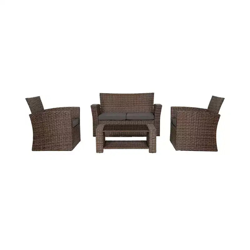 WestinTrends 4 Piece Outdoor Wicker Rattan Conversation Sofa set with Coffee table