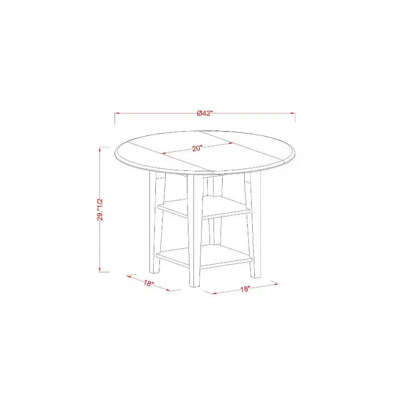 HomeStock 3-Piece Black and Cherry Finish Round Solid Wood Top Dining Table Set