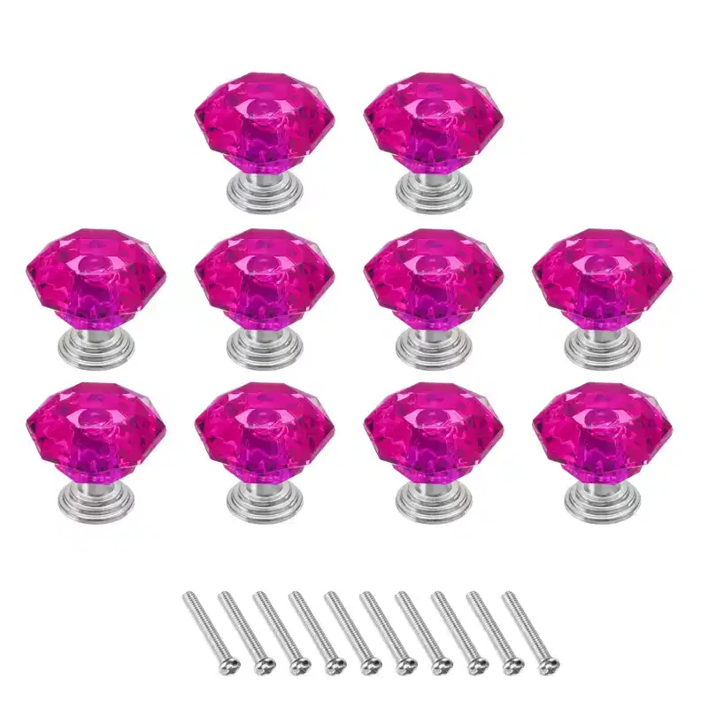 Unique Bargains Crystal Cabinet Knobs with Screw for Cupboard Wardrobe 10 Pcs