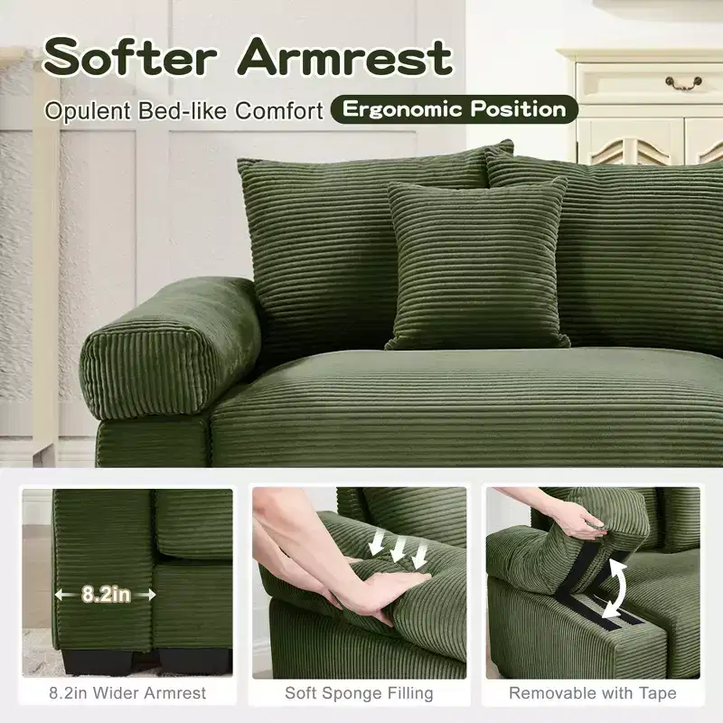 Oversized Cloud Modular Sectional Couch,Convertible Sectional Couches Deep Seat Extra-Wide Armrests