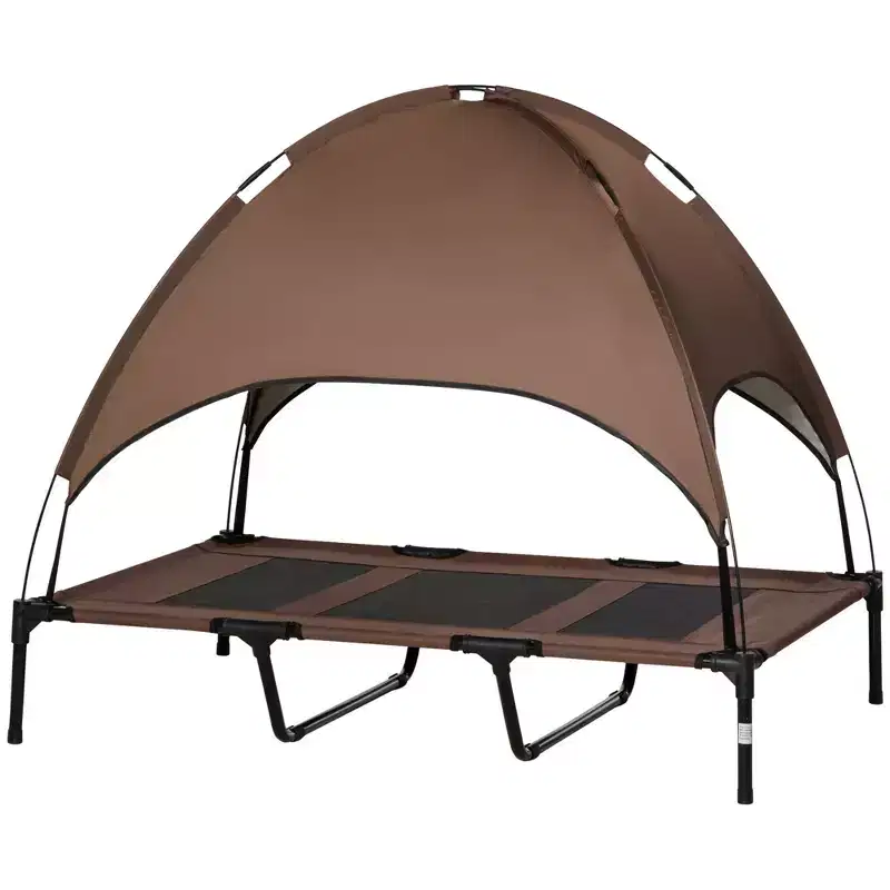 Skyzone 4836 Foldable Elevated Dog Cot with UV-Protective Canopy, Breathable Cooling Pet Bed