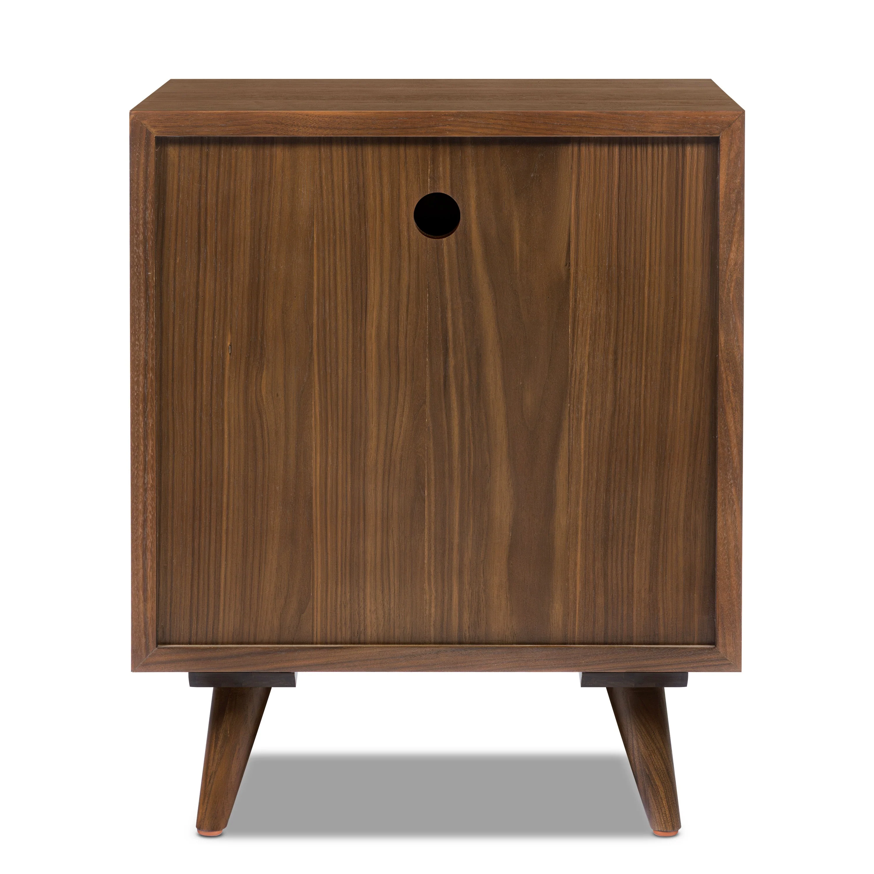 Mid-Century Modern Walnut Walnut Wood Nightstand with Solid Walnut