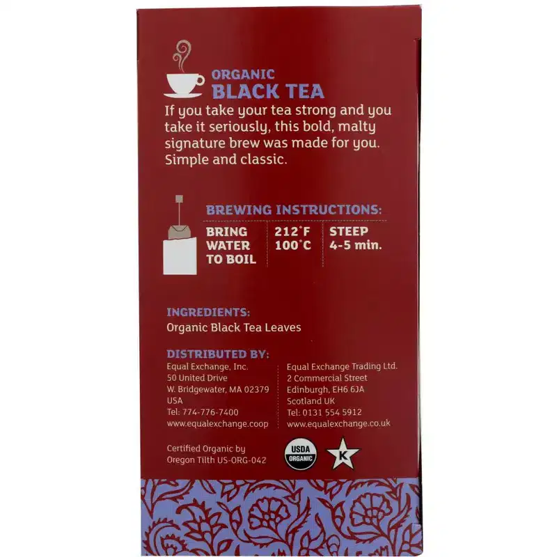 Equal Exchange Organic Black Tea - Case of 6 boxes/20 bags