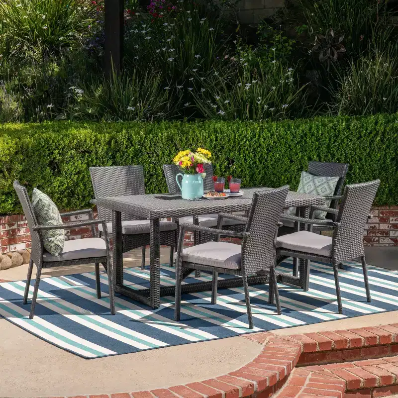 Christopher Knight Home Westley Outdoor Wicker 7 Piece Dining Set with Cushion
