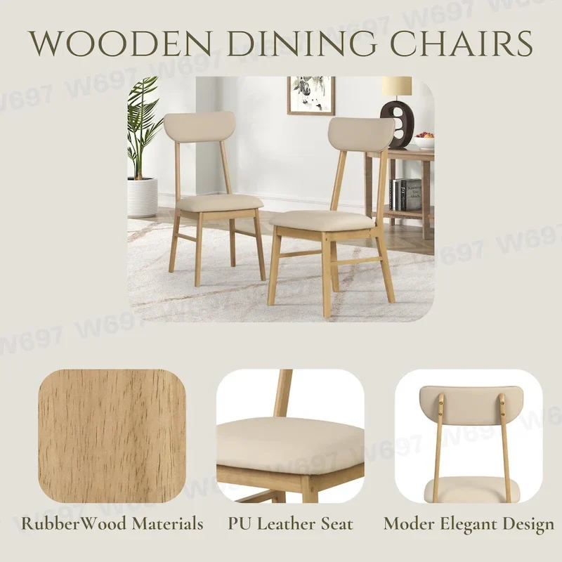 6-piece Rectangular Dining Table Set with 4 Upholstered Dining Chairs and Bench Modern Casual Dining Table Set for Kitchen