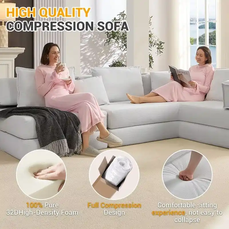 118.2 Oversized Upholstered Sectional Sofa, DIY Corduroy Sofa